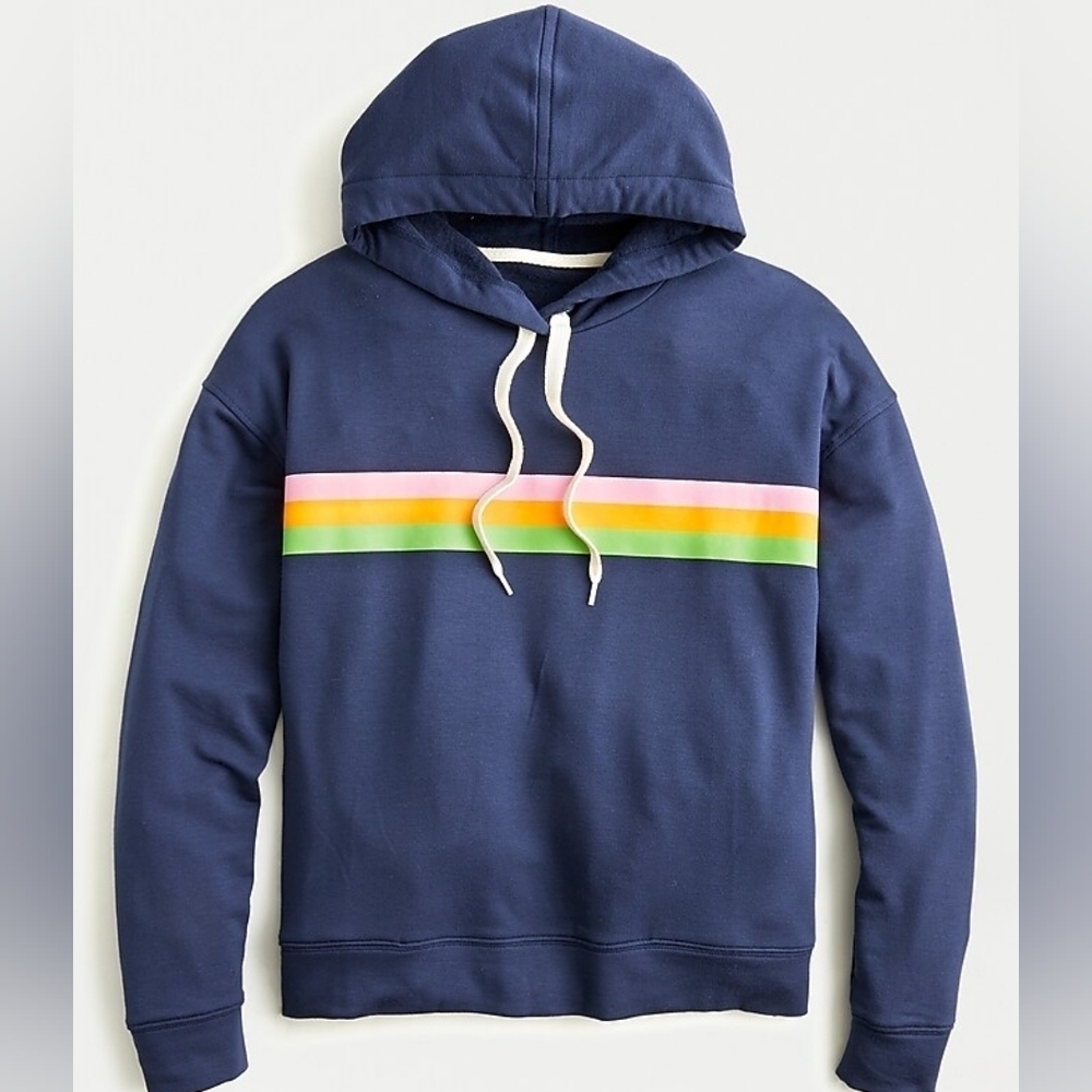 J. Crew Striped Hoodie in Cloud Fleece XS (fits big) - Picture 2 of 3